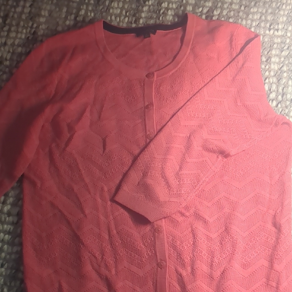 Coral Chevron Knit Cardigan